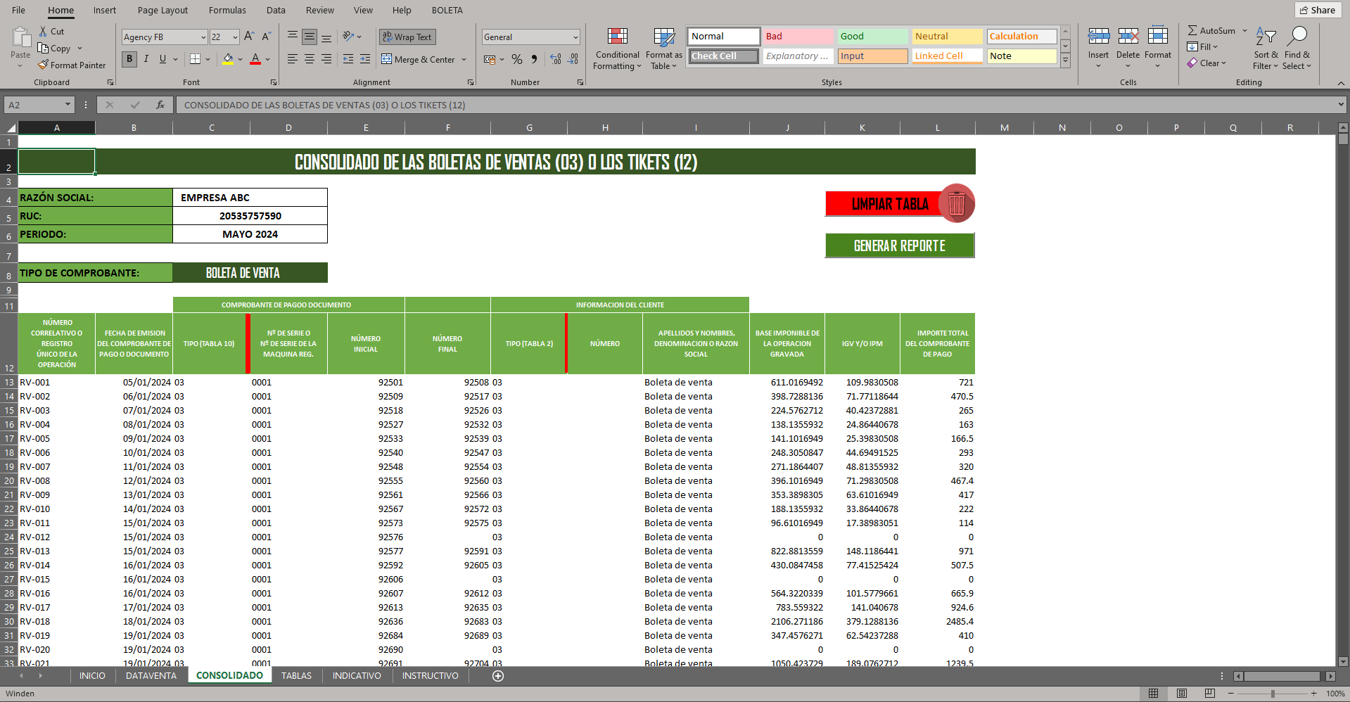MACRO CONSOLIDADO DE BOLETAS DE VENTA