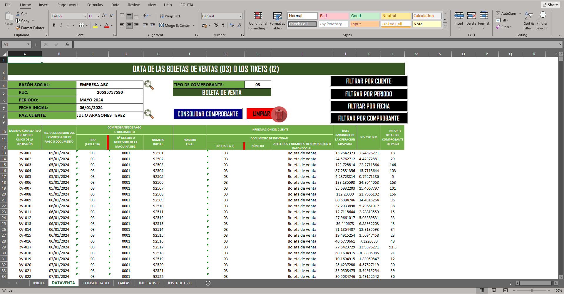 MACRO CONSOLIDADO DE BOLETAS DE VENTA